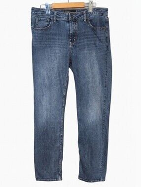 Silver Jeans Co The Curvy High Slim Straight Jeans Size 14 x 31 Medium Blue Wash